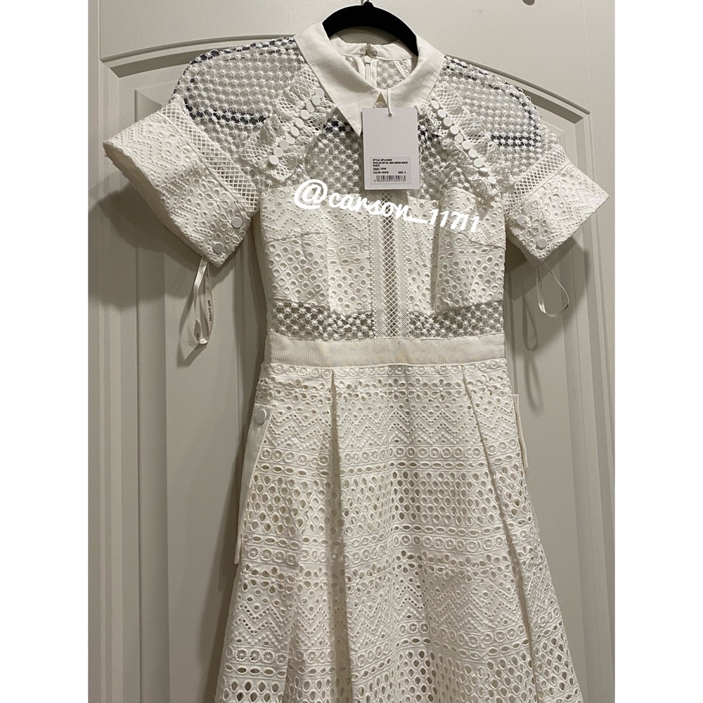 NWT Self Portrait Raglan Midi Dress UK4 US0 White - Picture 9 of 15